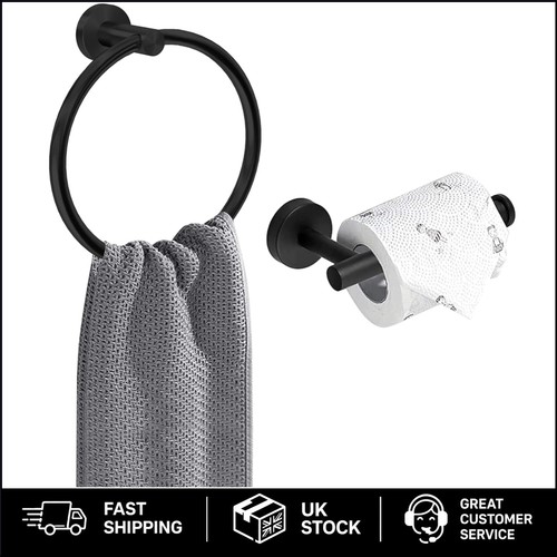 Matte black toilet roll - black, holder