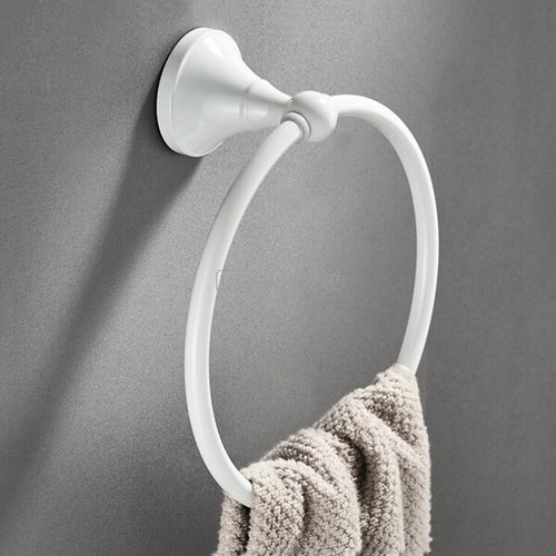 White bathroom towel ring wall - white,