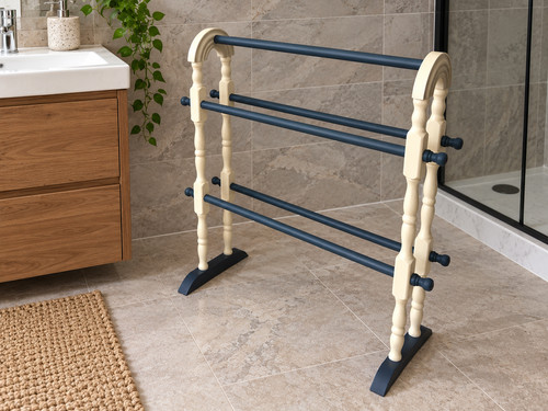 Vintage wooden towel rack - wooden,