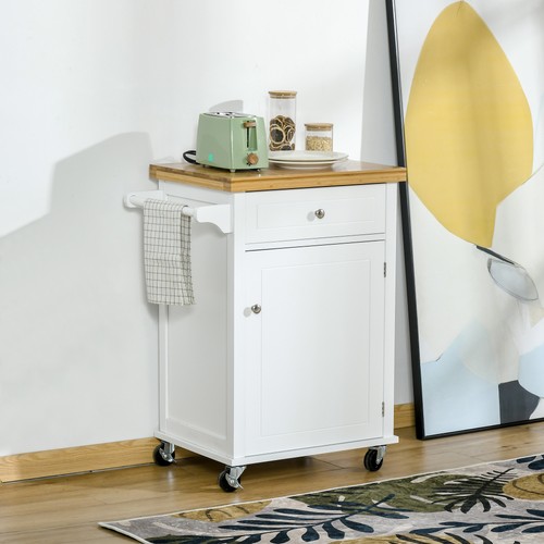 Homcom rolling kitchen cart - rolling,